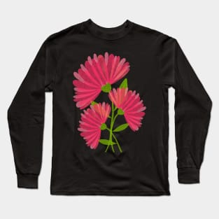 Pink Watercolor Calendula Flowers Long Sleeve T-Shirt